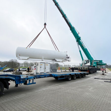 Aufbau der LNG Tankstelle von Noordtec in Westerstede West